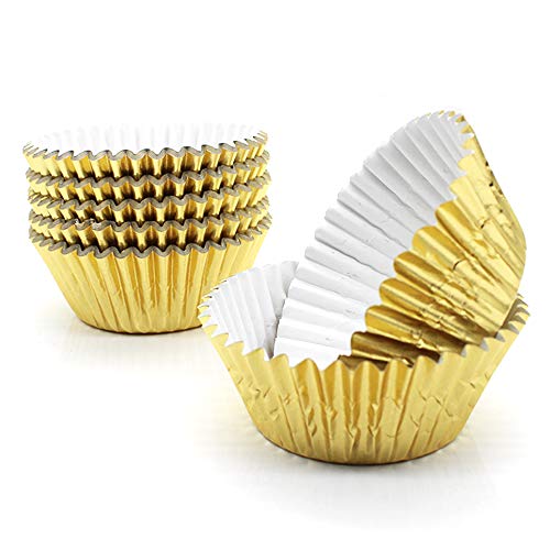 Gold Cupcake Liners,GOLF Standard Gold Foil Cupcake Liners Wrappers