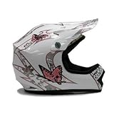 TMS Youth Kids Pink Butterfly Dirtbike Atv Motocross Helmet Mx (Small)
