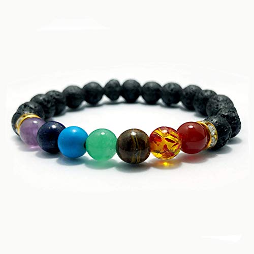 7 Chakras 8mm Lava Rock Stone Anxiety Essential Oil Diffuser Yoga Beads Bracelet