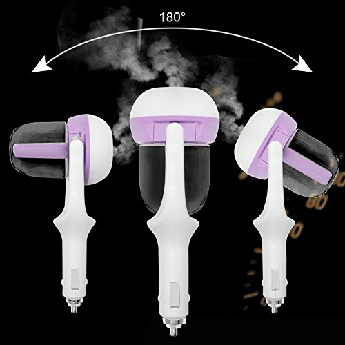 Car Humidifier, econoLED Mini Air Purifier Aroma Diffuser Air Freshener Purifier Aromatherapy Mist Maker with 180 Degree Rotation, Suit for Water Soluble Essential Oils Protable Diffuser (Purple) Beauty & Personal Care, Fragrance, Aromatherapy, Diffusers