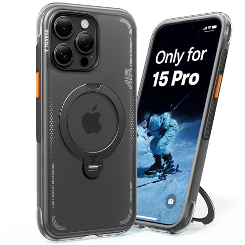 TORRAS Ostand Q3 Air für iPhone 15 Pro Hülle, Schwarz