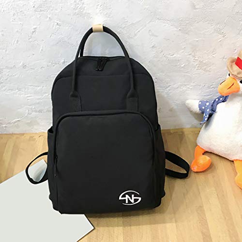 Excursion Sports Nylon Water Resistant Zipper Backpack for Women, Girls Student Large Capacity Schoolbag Shoulder Bag, Lightweight Solid Color Street Travel Camping Rucksack Satchel Daypacks