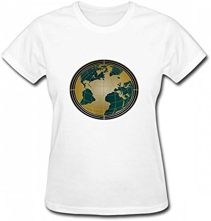 Anne Marie Baugh Art Deco Gold and Blue Green Art Deco World Globe Design Women T-Shirt