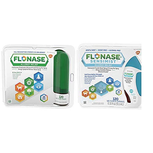 Flonase Nasal Spray for Allergy Relief, 24Hour NonDrowsy Allergy Medicine, 120 Sprays and