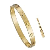 Keross Womens Fashion Buckle Bangle Titanium Steel Bracelet Love Bracelet Screw Bracelet Jewelry for Women