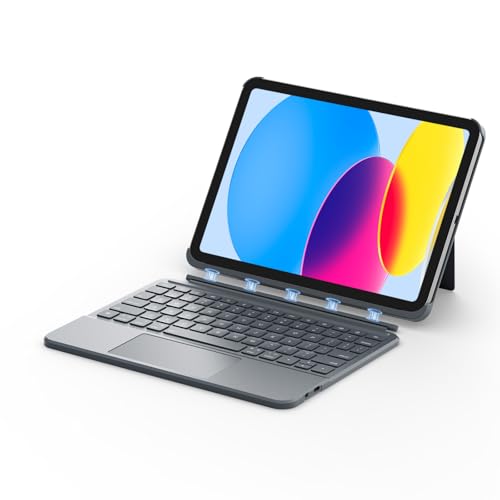 Capa com Teclado para iPad de 11ª Geração A16 (2025) / iPad de 10ª Geração de 10,9" (2022), Teclado Destacável com Touchpad, Retroiluminação de 7 Cores com Layout Português, Cinza