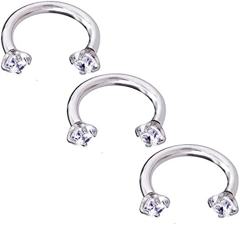 Joybeauti Stainless Steel Cubic Zirconia Nose Septum Horseshoe Earring Helix Cartilage Tragus Piercing Ring (8mm)