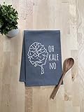 Funny Kitchen Towel, Oh Kale No, Flour Sack Dish Towel, Sweet Housewarming Gift, Gray
