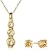 Amazon Collection 18k Yellow Gold Plated Sterling Silver Gemstone Journey Pendant Necklace and Stud Earrings Set
