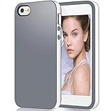 iPhone 5s Case,iPhone SE Case,iPhone 5 Case,by Ailun,Shock-Absorption Bumper,Anti-Scratch,Fingerprint&Oil Stain Shell Soft Dual Color TPU Back Cover[WhiteGrey]