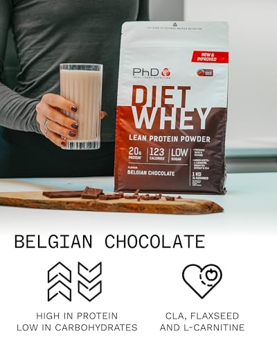 PhD Nutrition Diet Whey High Protein Lean Matrix, Belgian Chocolate Whey Protein Powder, High Protein, 80 Servings Per 2 kg Bag