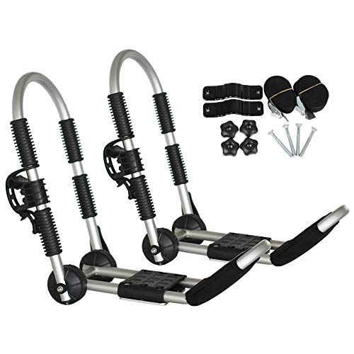 Onefeng Sports Set of Two Kayak Rack, Kayak Carrier Car Roof Rack J-Shape Foldable Carrier for Canoe, SUP and Kayaks Mounted on Your SUV, Car Crossbar - Thumbnail 7