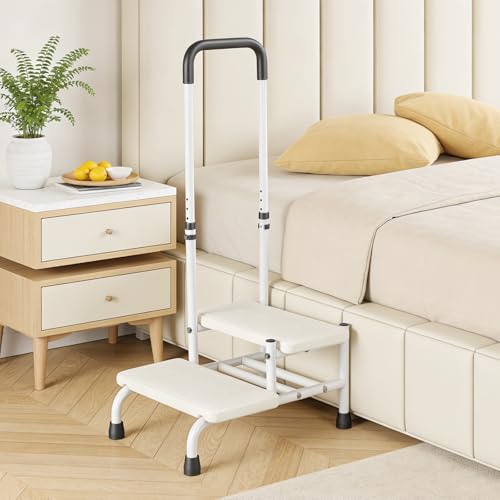 Mobile Safety Step Stool for Elderly - 5 Sections Height Adjustable Non-Slip 2 Step Stool with Handle for Elderly Shower Bath Bed Kitchen Car Caravan