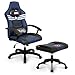 Marvel Licensed Gaming Stool w/Wheel : Premium Leather Ottoman Footstool Chair Height Adjustable Footrest Gaming Seat Pouf Furniture Makeup Chair, Neo Chair (Captain America Blue)