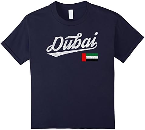 Kids Dubai UAE Flag Distressed Vintage T-Shirt 6 Navy