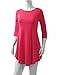 AMORE ALLFY Women's 3/4 Sleeve Round Neck Flare Hem Tunic Fuchsia XX-Large