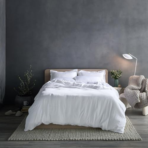 Hush Iced Sheet and Pillowcase Set | Queen | Includes One Fitted Sheet, One Top Sheet and Two Standard Pillowcases | Soft & Hypoallergic | 100% Organic Viscose Bamboo | White