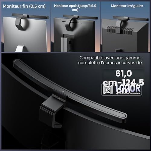 Quntis Curved PC Screen Lamp with Remote Control, 45 cm Adjustable Screen Light Automatic Dimming, LED USB Computer Lamp Monitor Light Bar – Curved