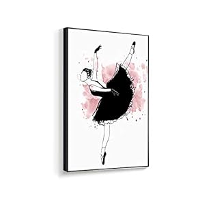 Framed Canvas Home Artwork Decoration Elegant Ballerina Canvas Wall Art for Living Room, Bedroom - 16x24 inches