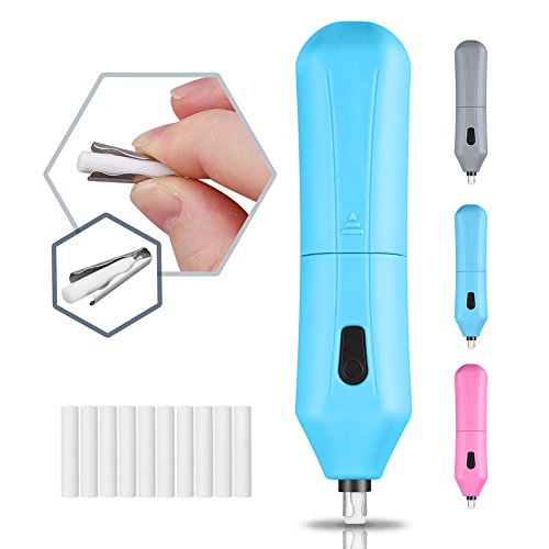 Electric Eraser Kit - XREXS Battery Operated Eraser with 10 Eraser Refills, Auto Pencil Eraser for Students, Artists 2 AAA Batteries not included (blue)