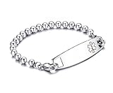 Free Custom Engraved Stainless Surgical Steel Medical Alert ID Tag Bead Link Bracelets,7.0 inch