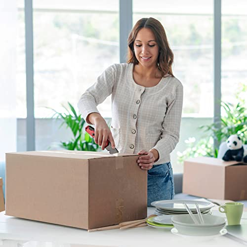 WORKPRO Folding Utility Knife, Quick Change Box Cutter, Razor Knife for Cartons, Cardboard, Boxes, Blade Storage in Handle, 13 Extra Blades Included (Red)