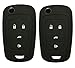 Keyless Entry Remote Key Fob Skin Cover Protective Silicone Rubber Key Jacket Protector for GM Chevrolet Chevy Camaro Cruze Buick 4 Buttons Key Holder (2 Black)