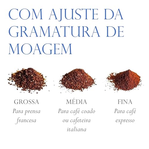 Moedor de Café Manual Com Regulagem De Gramatura E Recipiente Extra para Grãos, Mó Burr Cerâmico, Preto
