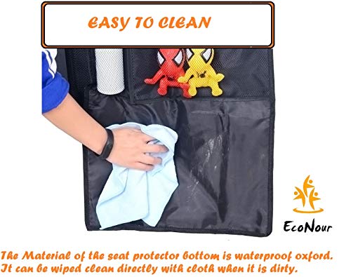 image for EcoNour Seat Back Protectors (2 Pack) - Car Kick Mats with 2 Mesh Pock