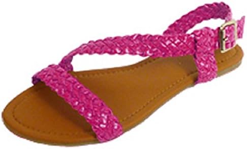 Shoes 18 Women's T Strap Braided Roman Gladiator Sandals Shoes 4 Colors (9/10, 6379A Fushia)