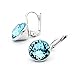 MYJS Bella Rhodium Plated Mini Drop Earrings with Aquamarine Blue Swarovski Crystals
