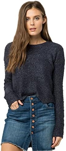 EYESHADOW Nubby Scallop Sweater, Blue, Large