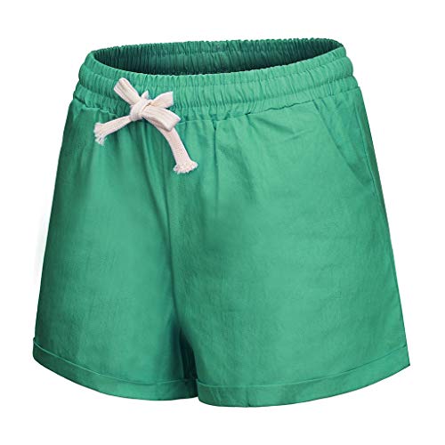 Women Short Pants, JOYFEEL ❤️ Ladies Cotton Linen Casual Elastic Waist Pants Drawstring Solid Summer Walking Shorts