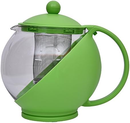 Glass Teapot, Kettle with Removable Stainless Steel Infuser and Lid for Loose Leaf and Blooming Tea - Strong Borosilicate Clear Glass Tea Pot by Thrifty Shopper