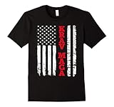 Mens Krav Maga Shirt: USA American Flag Fighter Fan T-Shirt XL Black