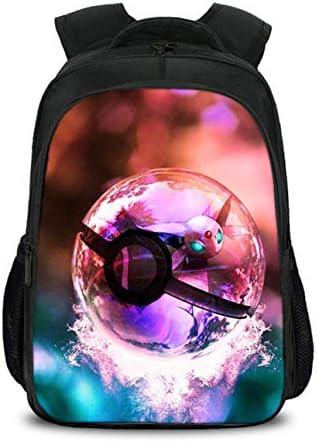 Upack Cartoon Pikuchu Digital Print Kids Backpack, Wearable Bookbag for Boys, Elementary, Middle School, Children and Teen Girls Waterproof High School Bag（Style3)
