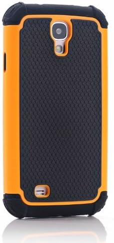 JUSTING@3in1 Armored Hybrid Case Cover Case for Samsung Galaxy S4 IV i9500 with Inner Soft Case and Hard Outter Shell with Free Screen Protector + Stylus+ Cube Charger (orange)