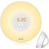 Wake Up Light, INLIFE Alarm Clock Sunrise Simulation Fading Night Light for Bedroom, with 7 Colors, Nature Sounds, FM Radio, Snooze Function, Touch Control
