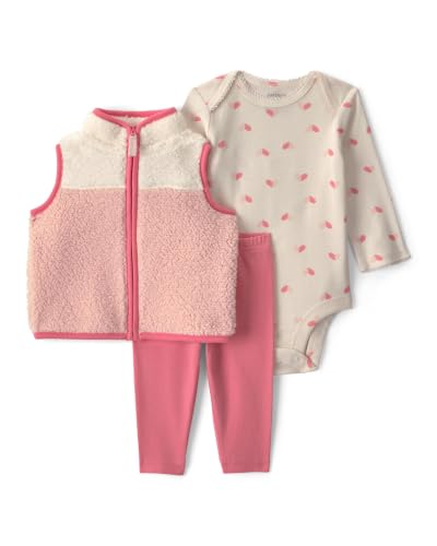 Carter's Girl 3-Piece Bodysuit Pant Sets, Pink Color Block, 24M at Amazon