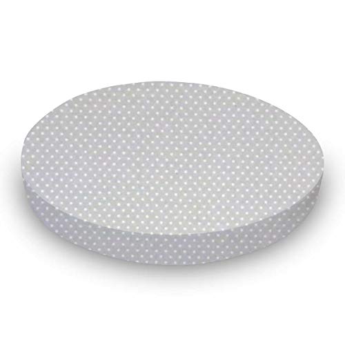 SheetWorld 100% Cotton Percale Round Crib Sheet, Pindots Grey Woven, 42 x 42, Made in USA
