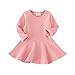 Infant Toddler Baby Girls Dress Cozy Ruffles Long Sleeves Cotton (9-12m(80), Pink)