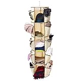 5-Tier Carousel Nursery Organizer EZOWare Collapsible Closet Hanging Shelves Storage with 360° Swivel Hook and 30 Pocket - Beige For Nursery Children Bedroom Laundry Dresser