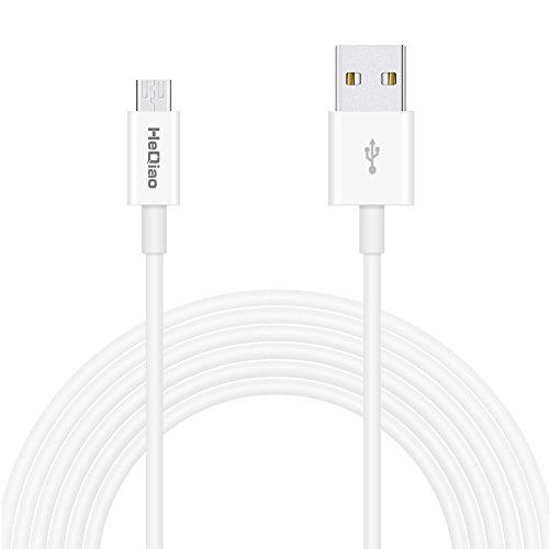 USB Cell Phone Charger, HeQiao Adaptive Fast Charging Wall Chargers High-speed Travel Power Adapter 9V QC 2.0 for Samsung Android Phones (Free Micro USB Cable) (Off White)