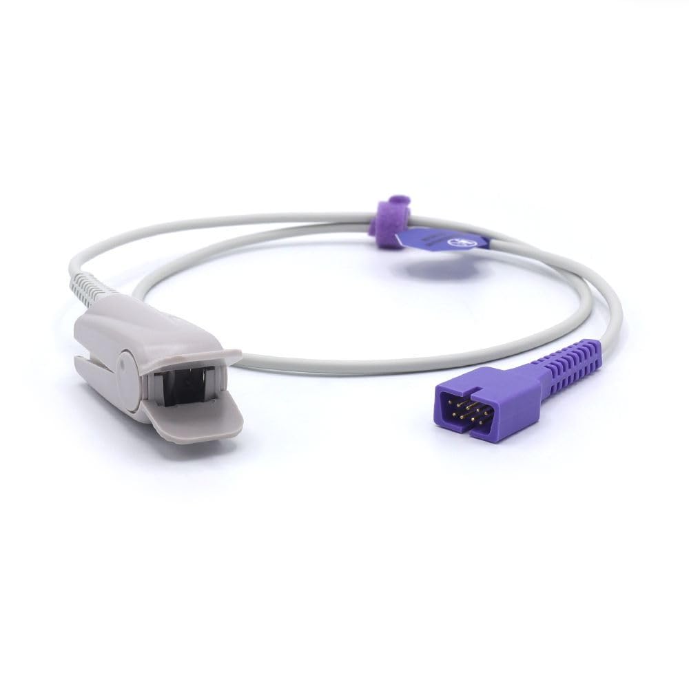 Sino-K Medical Compatible Nollcor DS100A Adult Finger Clip Spo2 Sensor 3.2 ft 9 Pin Connector