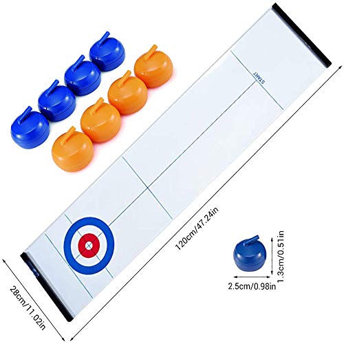 OZMI Tabletop Curling Game, Family Games for Kids and Adults, Mini Desktop Game with 8 Shuffleboard Pucks for Family, Outdoor, School, Office, Travel, Table and Curling Set