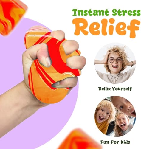 SLEEPHEAD®Squishies Stress Cube,Fidget Toys Squeeze Stress Cube for Adults,Ice Squish Cube Sugar Balls,Sensory Ice Square Shape Squishies Cube Sugar Balls for Stress Relief (Orange)