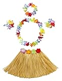 Fighting to Achieve 40cm Performance Grass Skirt with Flowers Bracelets Headband Necklace Hula Set