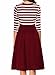 AAMILIFE Women's Vintage Stripe Scoop Neck 3/4 Sleeve Swing Dress Red XL