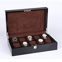 Yaohai Wooden Watch Box 10 Grids Watch Case Storage Boxes Display Bracelet Tray with Flannel Liner (Color : Brown)