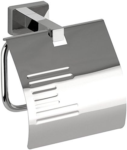 DI NY Wall Toilet Paper Holder W/Lid Cover Tissue Roll Dispenser - Brass Chrome